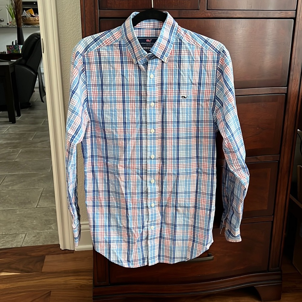 Vineyard Vines Men’s Plaid Slim Fit Whale Shirt Size S